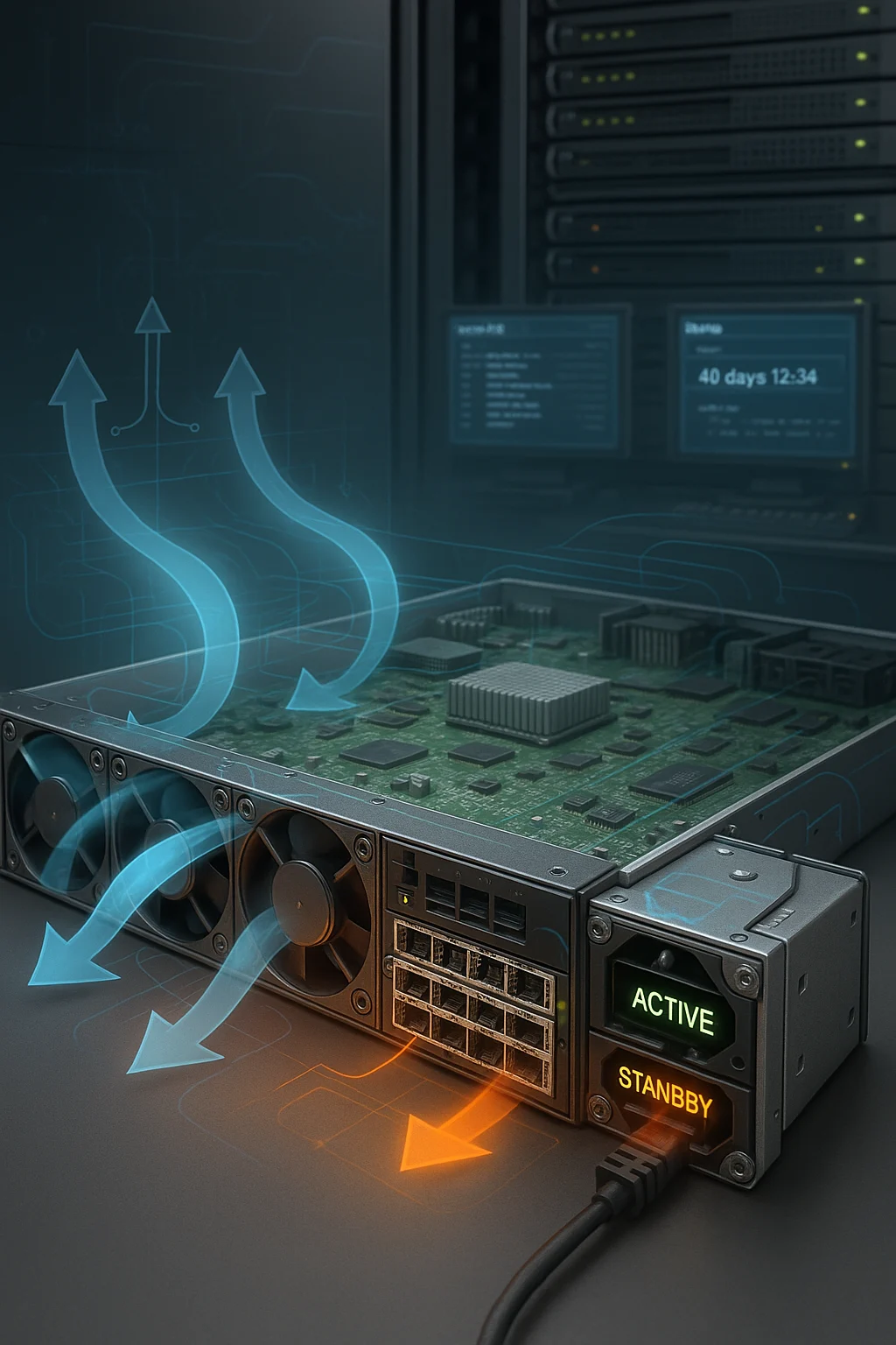 Redundant power and cooling design inside the Mellanox MSN3700C)