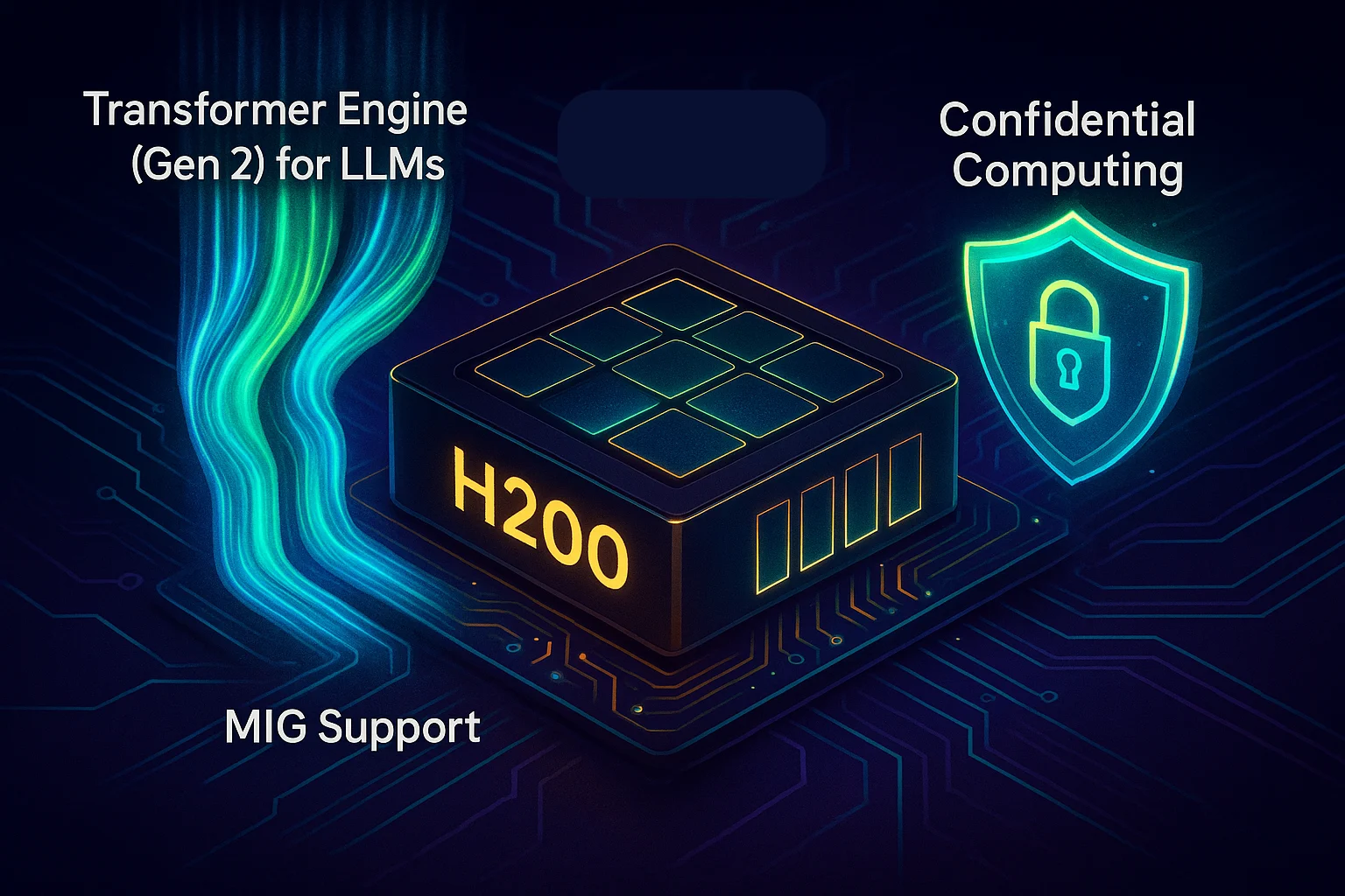 Hopper architecture features: data streams, segmented GPUs, and security shields for enterprise AI innovation.