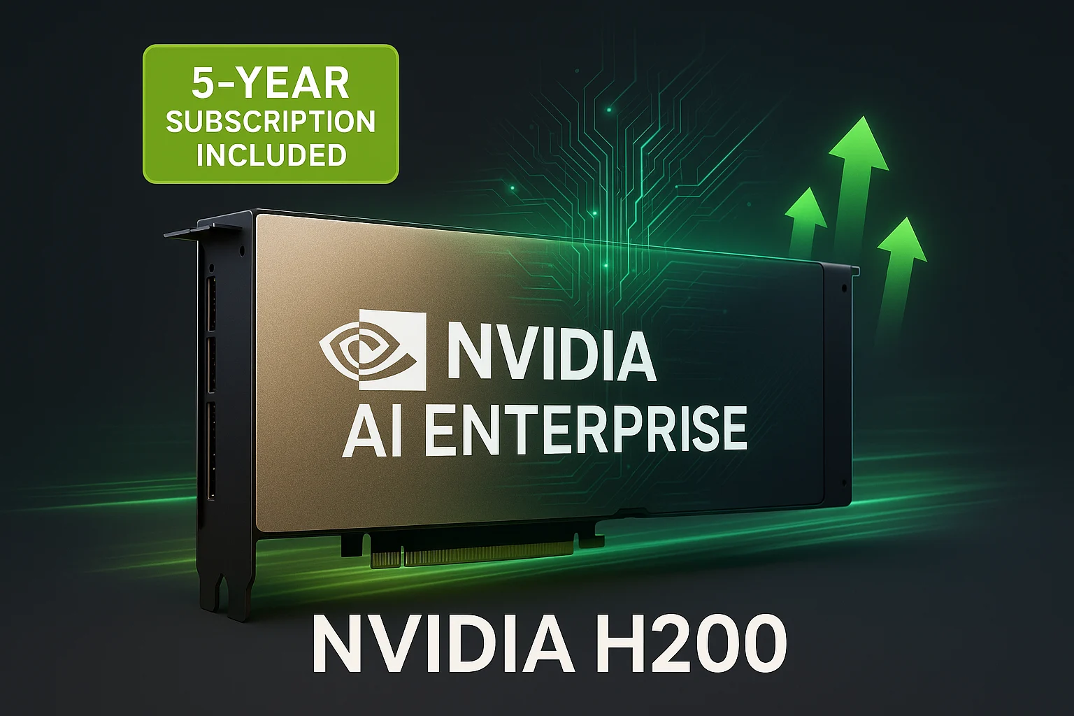NVIDIA H200 GPU bundled with AI Enterprise software, featuring 5-year subscription included.