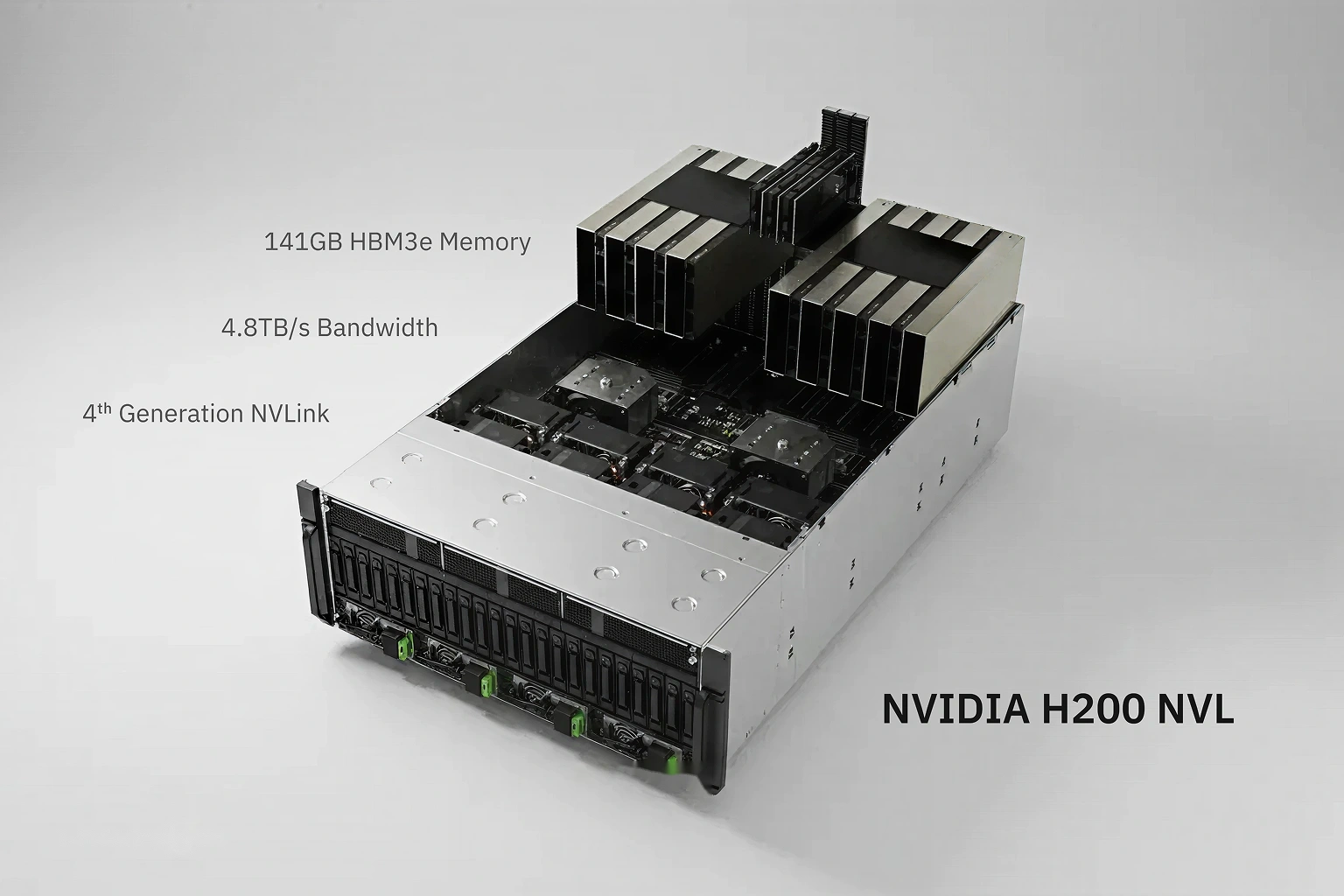 H200 NVL architecture diagram showing 141 GB HBM3e memory and 900 GB/s NVLink interconnect